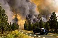 Smoke clouds from forest fire